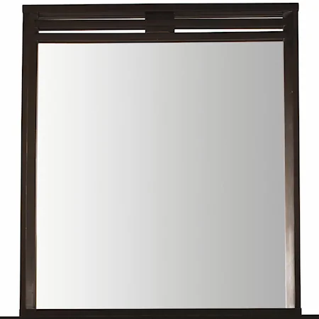 Portrait Mirror with Unique Slatted Top Frame Design